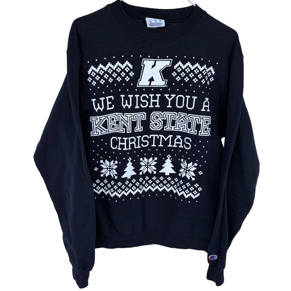 Navy Blue Kent State Christmas Crewneck Sweatshirt‎ Small Champion 50/50